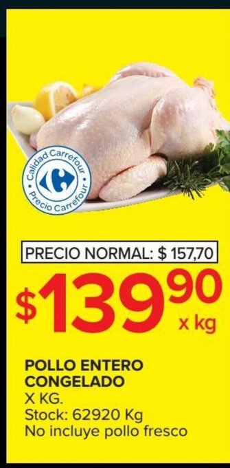 Carrefour Pollo Entero Congelado x kg oferta