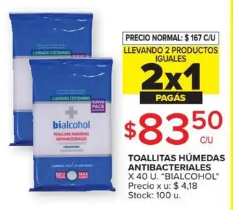 Carrefour "Bialcohol" Toallitas Húmedas Antibacteriales x 40u oferta