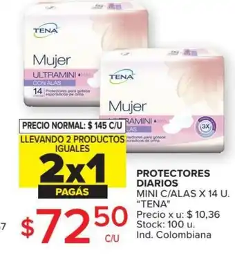 Carrefour "Tena" Protectores Diarios Mini C/Alas x 14u oferta