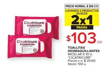 Carrefour Cicatricure Toallitas Desmaquillantes Micelar x 10u oferta