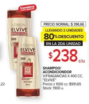 Carrefour Elvive Shampoo/Acondicionador V/Fragrancias x 400cc oferta