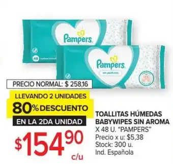 Carrefour Pampers Toallitas Humedas Babywipes Sin Aroma x 48u oferta
