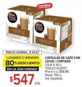 Carrefour Dolce Gusto Cápsulas De Café Con Leche/Cortado Caja x 16u oferta