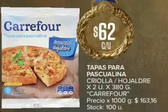 Carrefour Carrefour Tapas Para Pascualina Criolla/Hojaldre x 2 u x 380g oferta