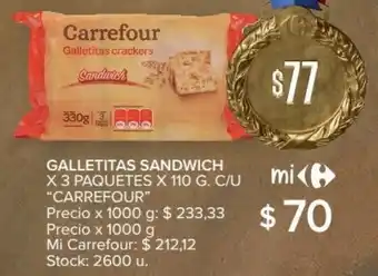 Carrefour Carrefour Galletitas Sandwich x 3 Paquetes x 110g oferta
