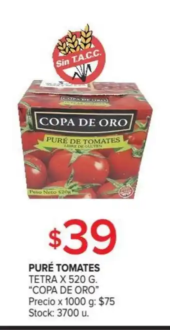 Carrefour Copa De Oro Puré Tomates Tetra x 520g oferta