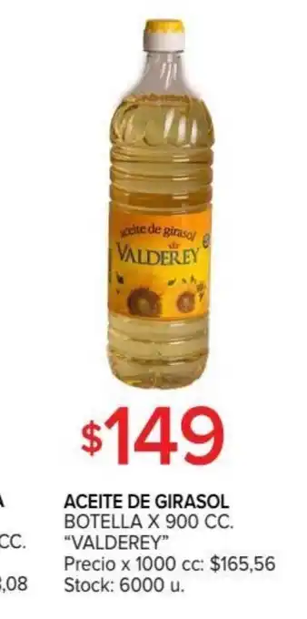 Carrefour Valderey Aceite De Girasol Botella x 900cc oferta