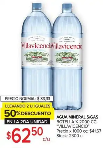 Carrefour Villavicencio Agua Mineral S/Gas x 2000cc oferta