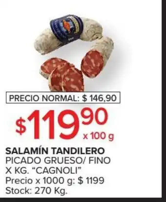 Carrefour Cagnoli Salamín Tandilero Picado Grueso/Fino oferta