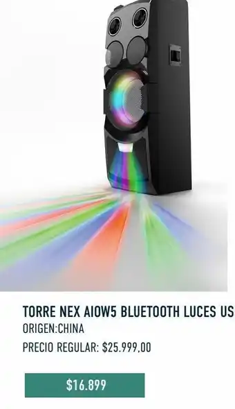 Jumbo Torre nex aiow5 bluetooth luces usb fm oferta