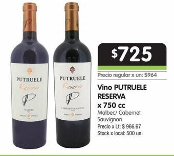 Jumbo Vino putruele reserva 750cc oferta