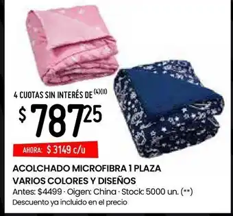 Walmart Acolchado microfibra 1 plaza oferta