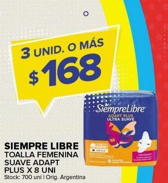 Carrefour Maxi Toallas femeninas siempre libre x 8un oferta