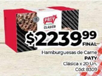 Diarco Paty Hamburguesas de Carne Clásica x 20 un oferta