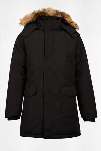 Macowens Campera de microfibra larga negra oferta