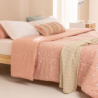 Acolchado queen size reversible hojas distantes