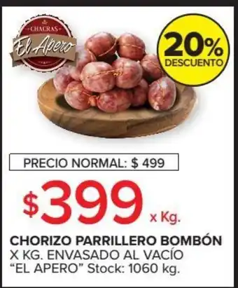 Carrefour Chorizo Parrillero Bombón x kg Envasado AL Vacio oferta