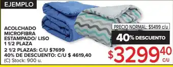 Carrefour Acolchado Microfibra Estampado/Liso 1 1/2 Plaza oferta