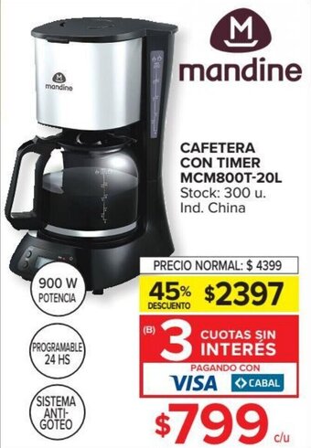 Carrefour Cafetera Con Timer MCM800T-20L oferta