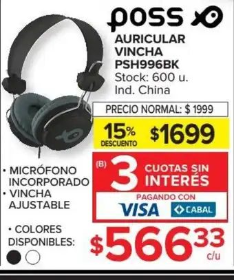 Carrefour Auricular Vincha PSH996BK oferta
