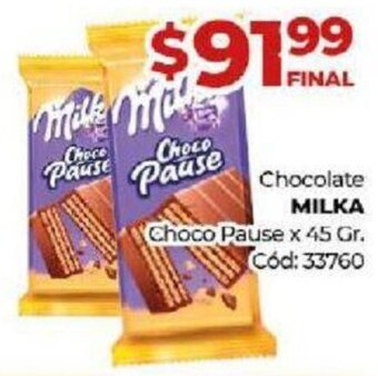 Diarco Milka Chocolate Choco Pause x 45 gr oferta