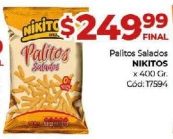Diarco Nikitos Palitos Salados x 400 gr oferta