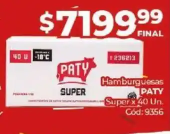 Diarco Paty Hamburguesas Super x 40 un oferta