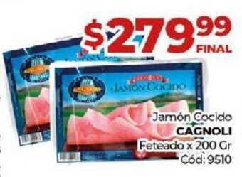 Diarco Cagnoli Jamón Cocido Feteado x 200 gr oferta