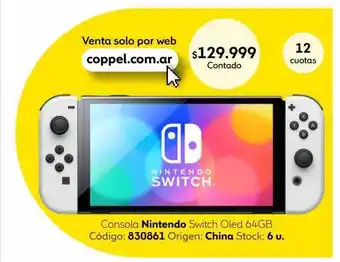Coppel Consola Nintendo Switch Oled 64gb oferta