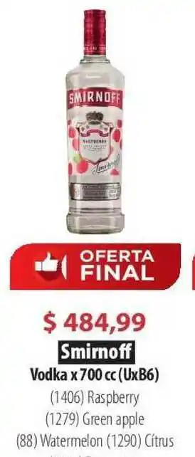 Parodi Smirnoff Vodka X 700cc oferta