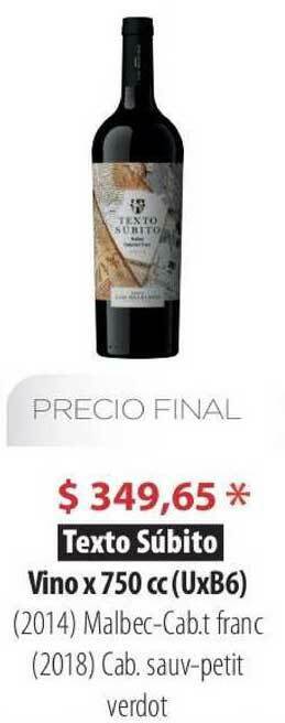 Parodi Texto Subito Vino x 750cc oferta