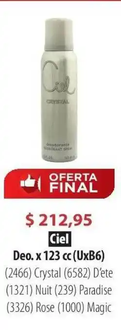 Parodi Ciel Deo x 123cc oferta