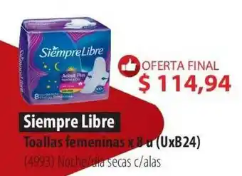 Parodi Siempre Libre Toallas Femeninas x 8 u oferta