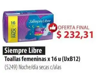 Siempre Libre Toallas femeninas x 16u