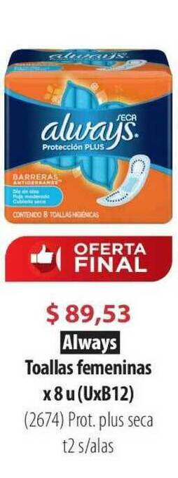 Parodi Always Toallas Femeninas x 8u oferta