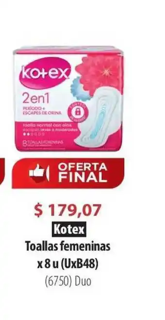 Parodi Kotex Toallas Femeninas x 8u oferta