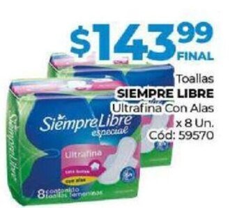 Diarco Siempre Libre Toallas Ultrafina Con Alas x 8 Un. oferta