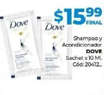 Diarco Dove Shampoo y Acondicionador Sachet x 10 ml oferta