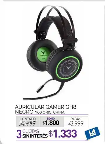 La Anonima Auricular Gamer Gh8 Negro oferta