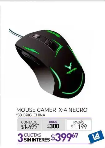 La Anonima Mouse Gamer X-4 Negro oferta