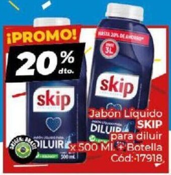 Diarco Skip Jabón Líquido Para Diluir x 500 ml + Botella oferta