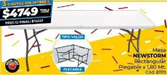 Diarco Newstorm Mesa Rectangular Plegable x 1.80 mt. oferta