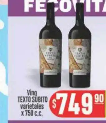 Supermercados Caracol Vino Texto Subito Varietales oferta