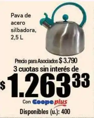 Cooperativa Obrera Pava De Acero Silbadora oferta