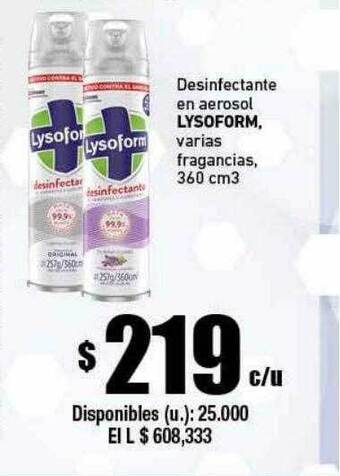 Cooperativa Obrera Desinfectante En Aerosol Lysoform oferta