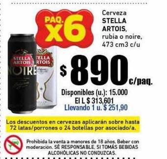 Cooperativa Obrera Cerveza Stella Artois oferta