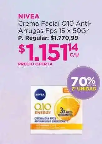 Punto de Salud Nivea Crema Facial Q10 Anti-arrugas Fps 15 70% Dto En 2° Unidad oferta