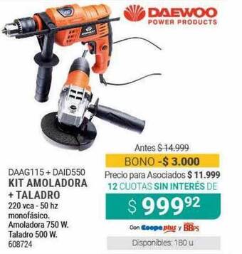 Cooperativa Obrera Kit Amoladora + Taladro Daewoo oferta