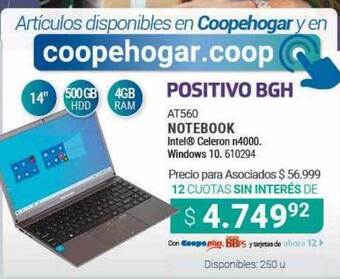 Cooperativa Obrera Positivo Bgh At560 Notebook oferta