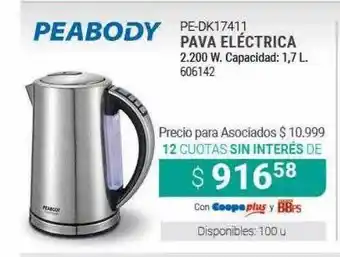 Cooperativa Obrera Pe-dk17411 Pava Eléctrica Peabody oferta